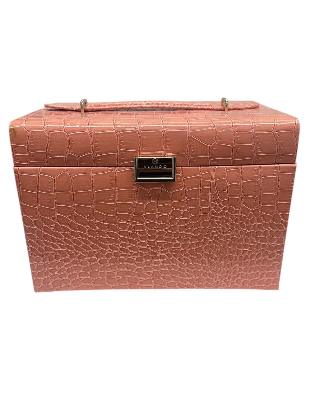 VLANDO Travel Jewelry Case Coral Croc-Embossed
